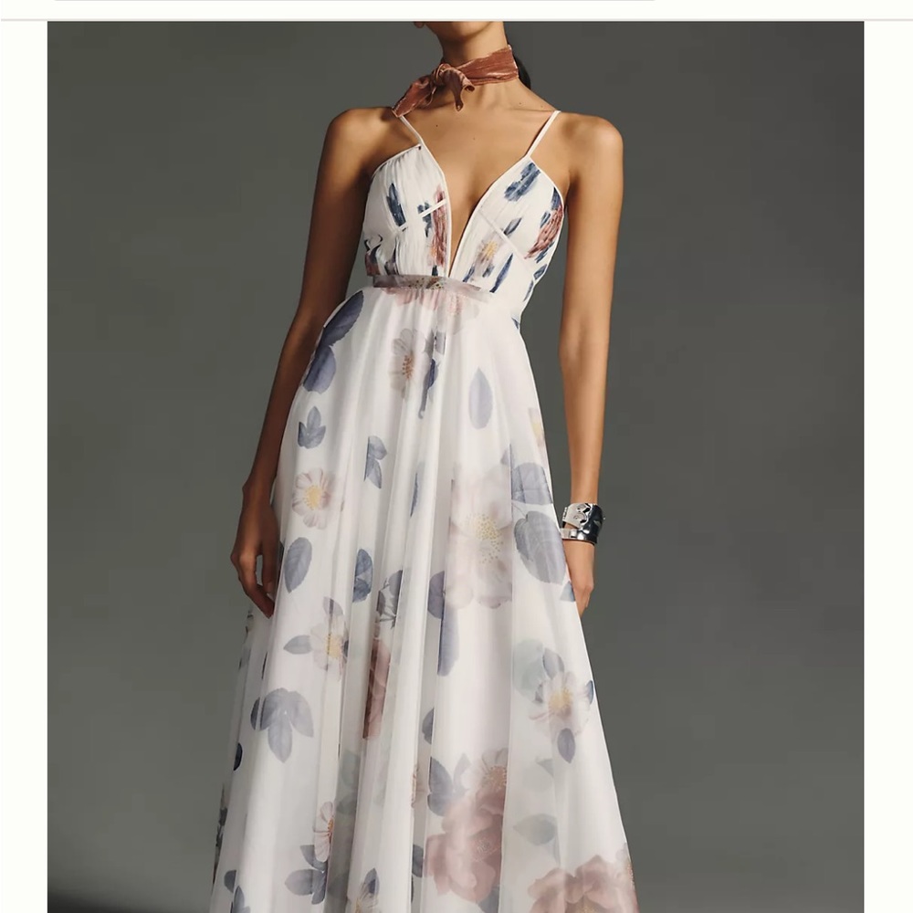 Geisha Designs V-neck Corset Tulle Dress